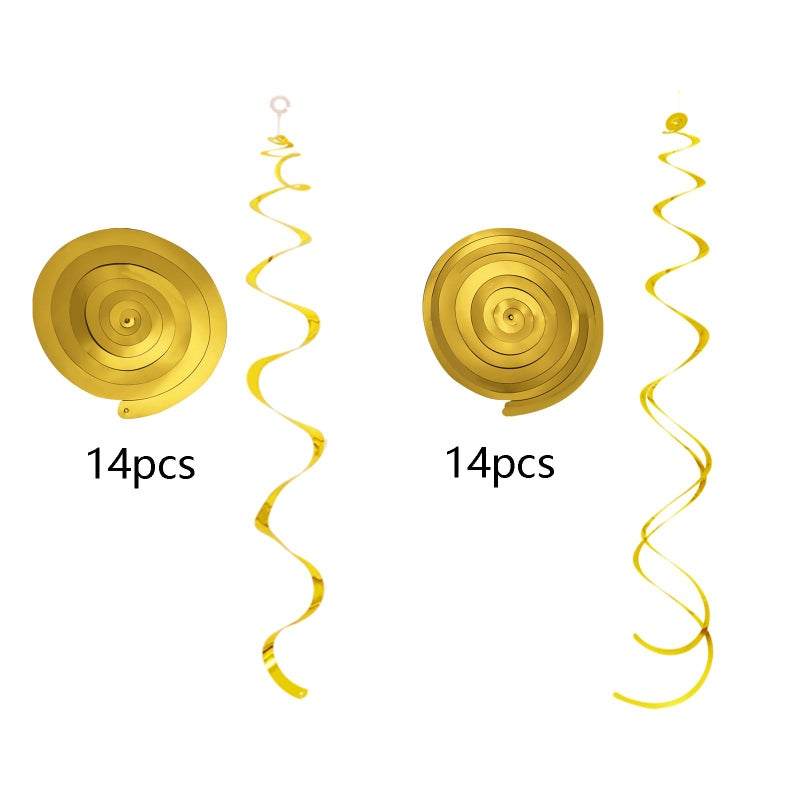 Yymobt Gold Ceiling Swirl Foil Decorations Hanging Plastic Streamer Themed Swirl Party Decoration for Wedding Thanksgiving Day Graduation Celebration  Pack of 28 - Image 3